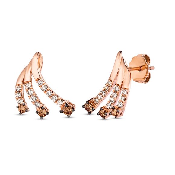 Le Vian Earrings featuring Chocolate Diamonds, Nude Diamonds Strawberry Gold - Picture 1 of 1